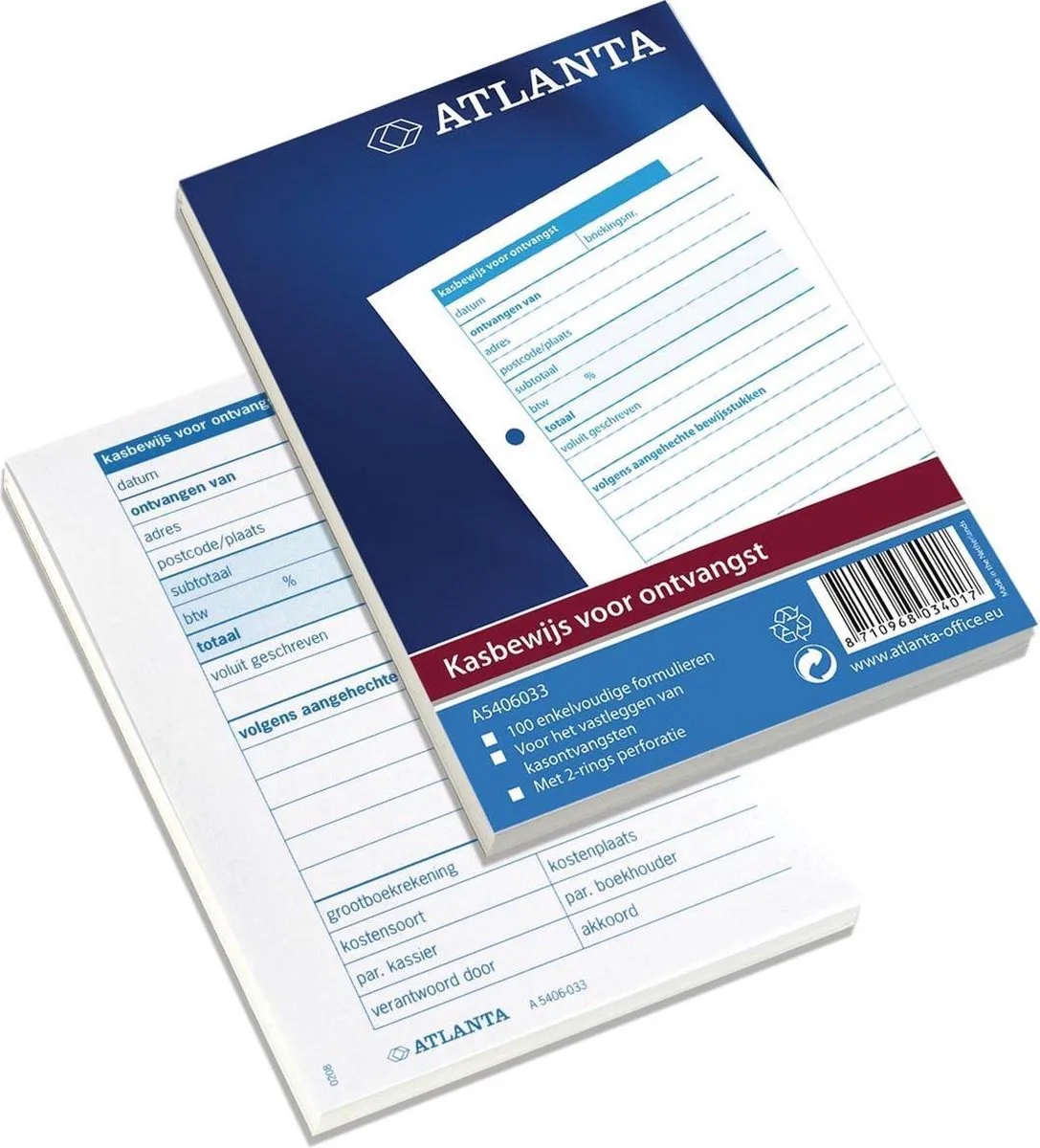 Djois Atlanta rekeningblok A5 - NL tekst - 50x2 vel - carbon - FSC - voordeelpak 5 stuks från Atlanta i Blå – produktbild