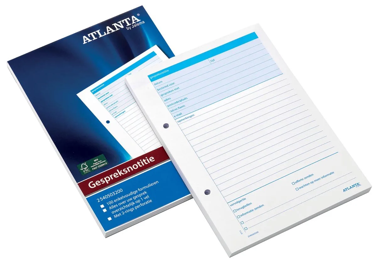 Notitieblok A5 Atlanta Gespreksblok 100blz van Atlanta in Blauw – productfoto