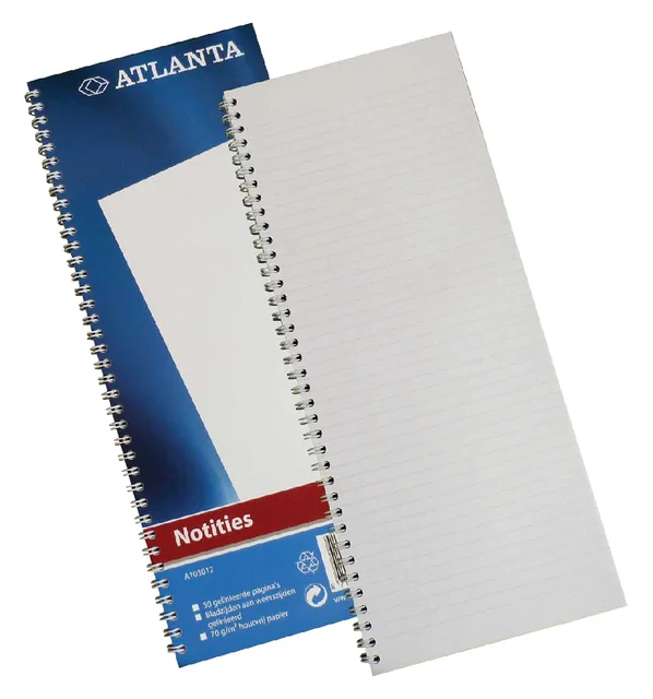 Notitieboek Djois Atlanta enkelvoudig 330x135mm 100 pagina's blauw by Atlanta – product photo