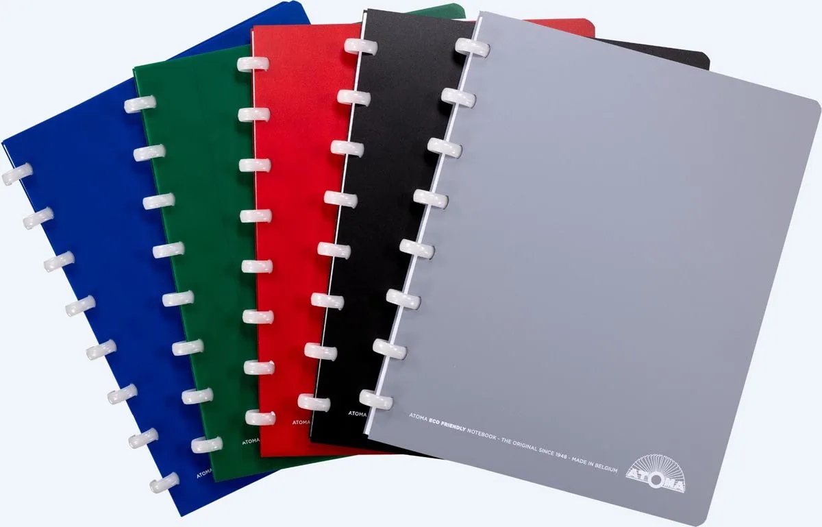 Eco schrift, ft A5, 144 bladzijden, commercieel geruit, geassorteerde kleuren 10 stuks van Atoma in Pp – productfoto