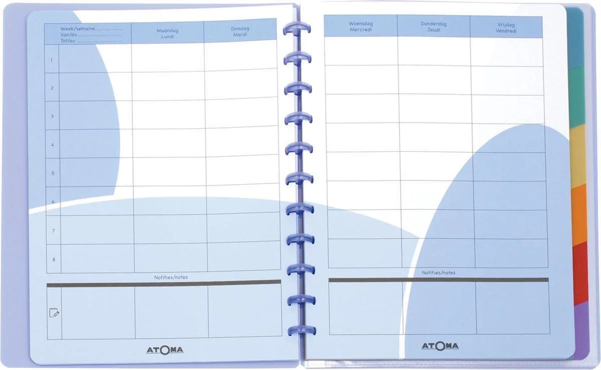 Lerarenagenda A4+ – Eeuwigdurende 2-talige Agenda met Weekplanning, Puntenboekje & Opbergsystemen fra Atoma i Assortiment aan kleuren – produktbillede