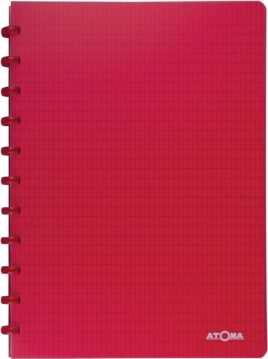 Trendy schrift, ft A4, 144 bladzijden, commercieel geruit, transparant rood 10 stuks från Atoma i Pp – produktbild