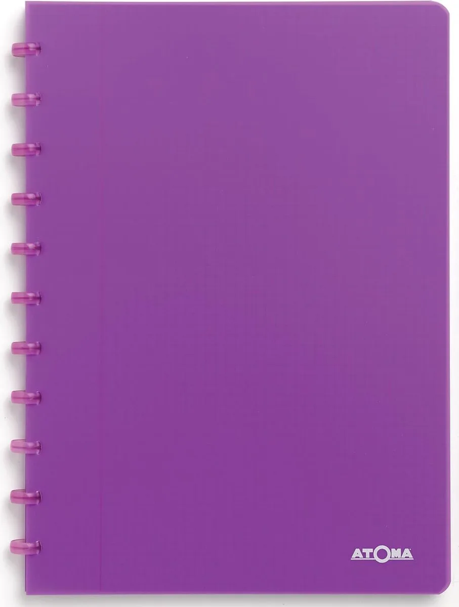 Trendy schrift, ft A4, 144 bladzijden, geruit 5 mm, transparant paars 10 stuks från Atoma i Pp – produktbild