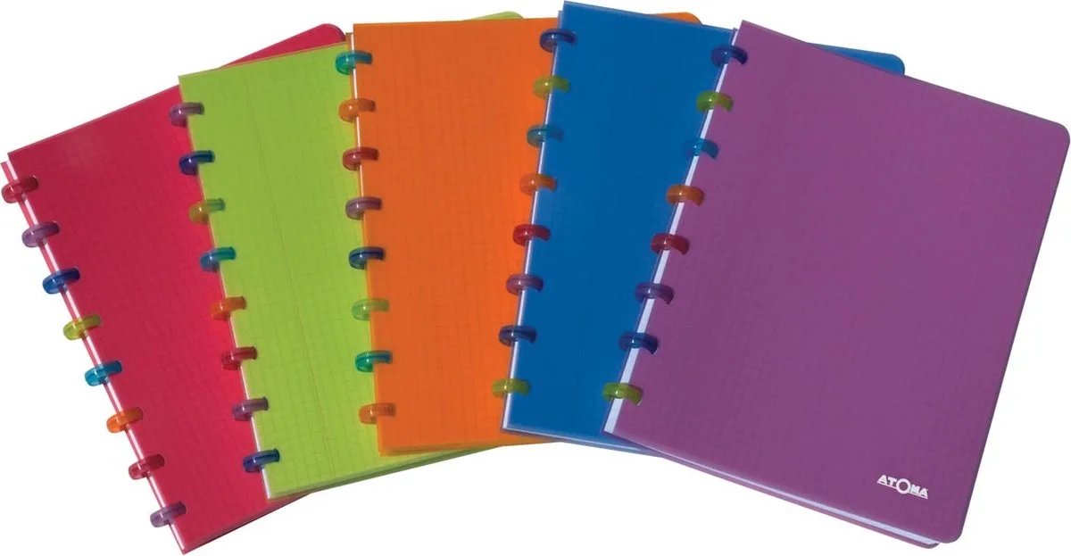 Tutti Frutti schrift, ft 144 bladzijden, geruit 5 mm, geassorteerde kleuren 10 stuks van Atoma in A4 – productfoto