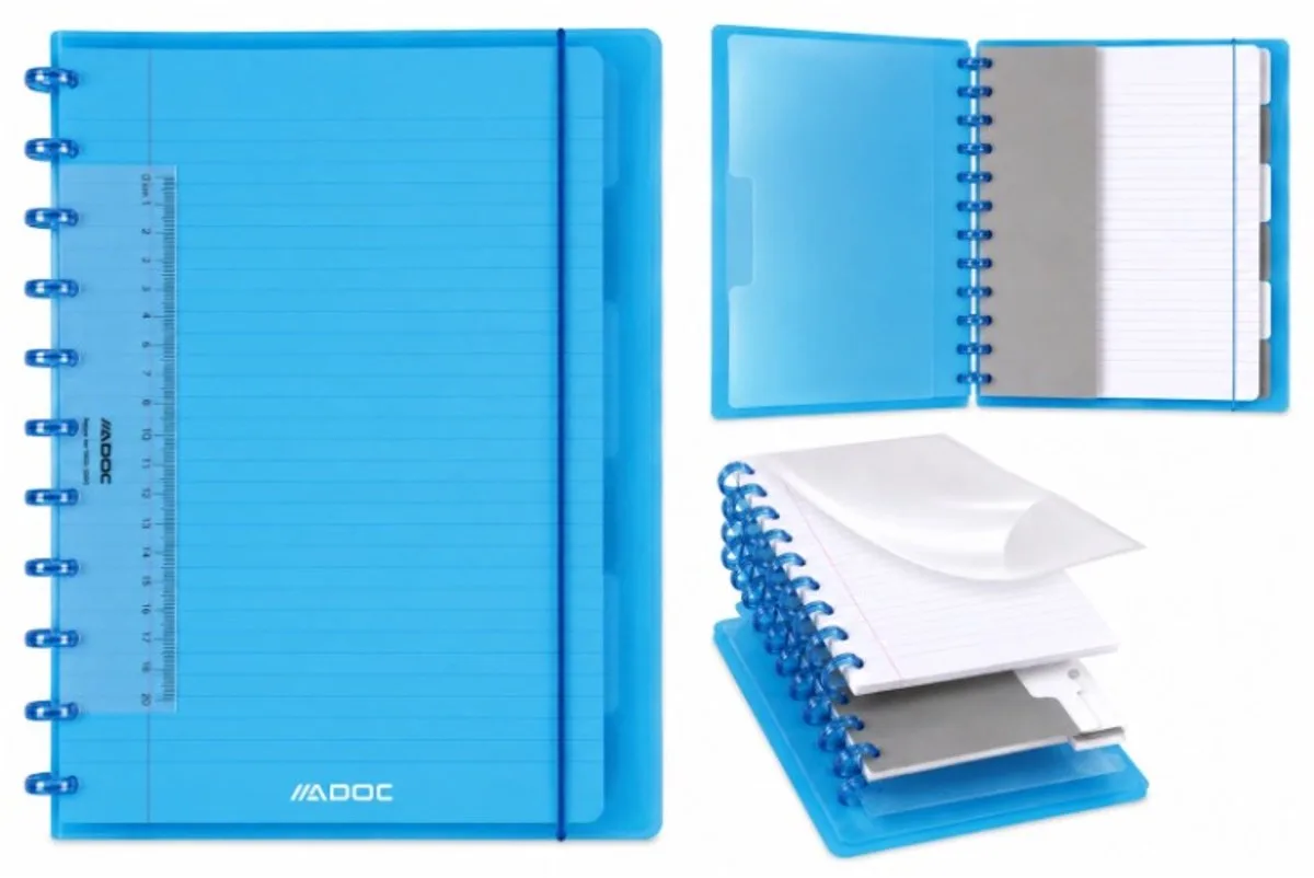 Adoc Collegeblok - Schrift - Colorlines - A4 - Gelijnd - 1 stuk van Aurora in Blauw – productfoto