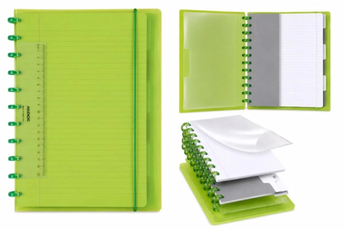 Adoc Collegeblok - Schrift - Colorlines - A4 - Gelijnd - 1 stuk van Aurora in Groen – productfoto