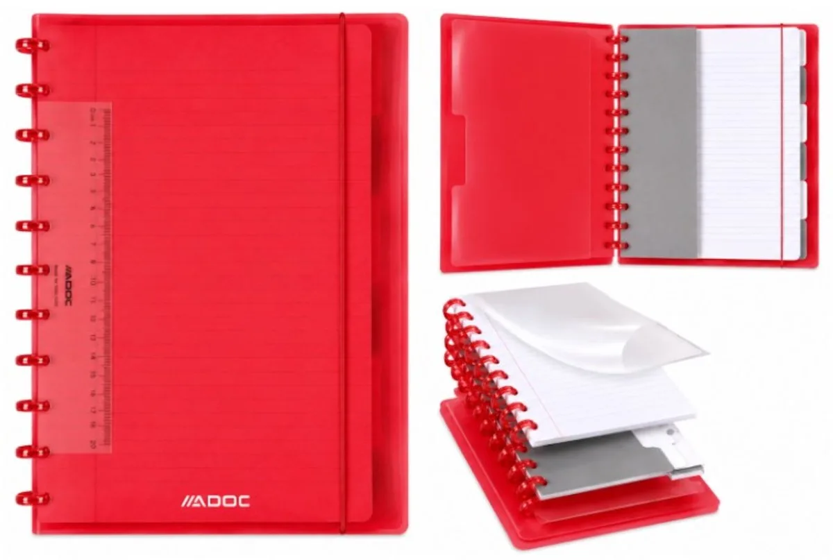 Adoc Collegeblok - Schrift - Colorlines - A4 - Gelijnd - 1 stuk van Aurora in Rood – productfoto