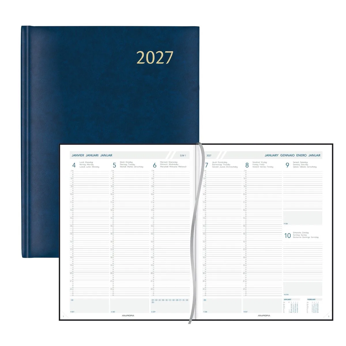 Agenda 2027 - Plan-a-week Florence - A4 - 210 x 270 - 1 week op 2 pagina's van Aurora in Blauw – productfoto