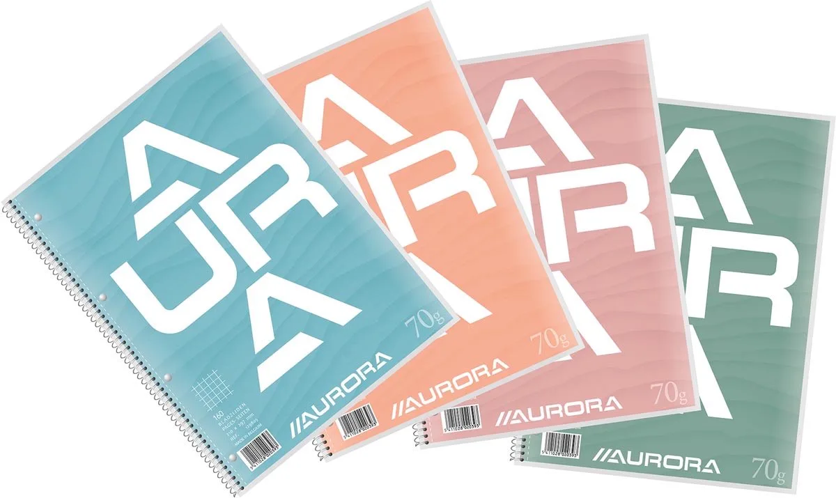 collegeblok A4, 70 g/mÃ‚Â², geruit 5 mm, 80 vel 10 stuks från Aurora i Karton – produktbild