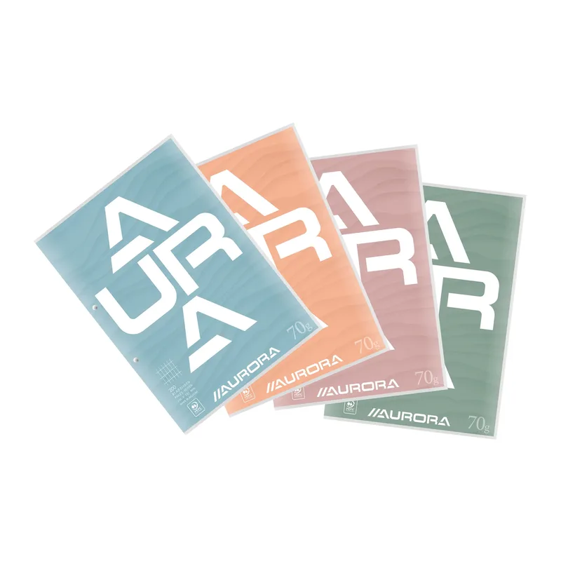 Cursusblok aurora a4 rt 4x8mm 2gaats 200pag 70gr | 10 stuks von Aurora – Produktfoto
