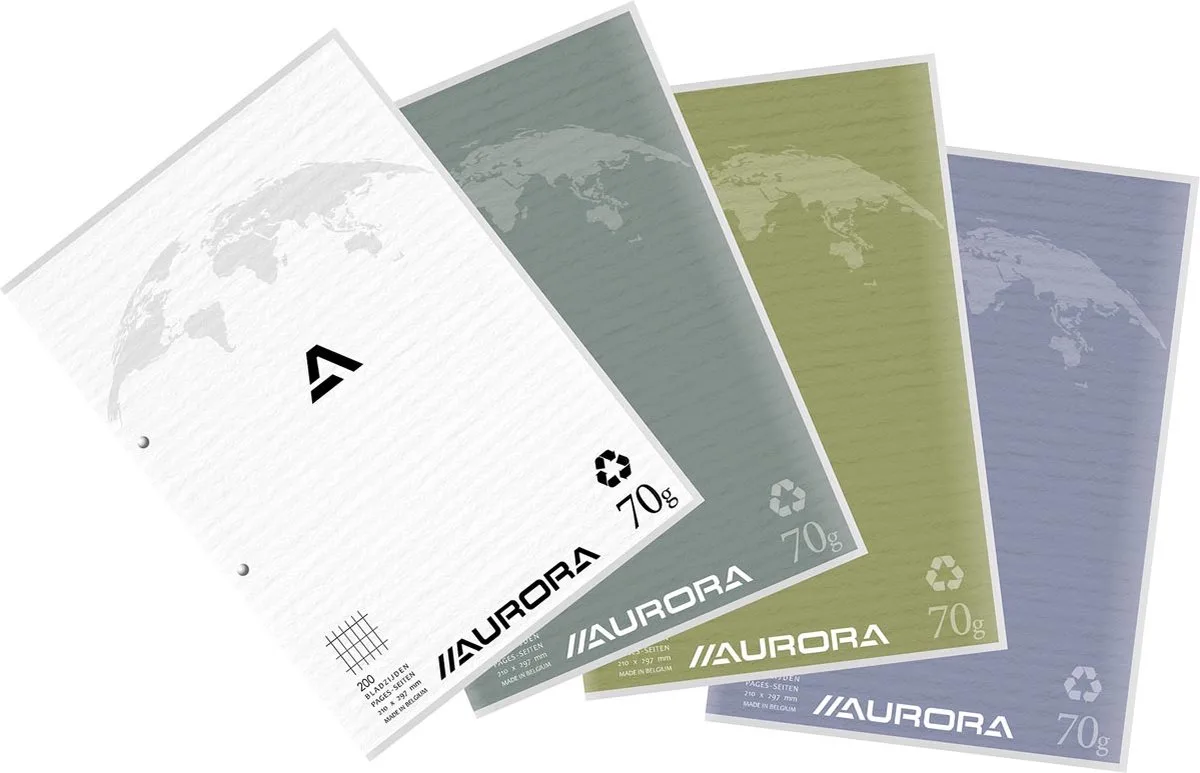 Cursusblokken - Geruit - Recycled - 70g - A4 - 100 vel - 10 Schrijfblokken från Aurora i Vit – produktbild