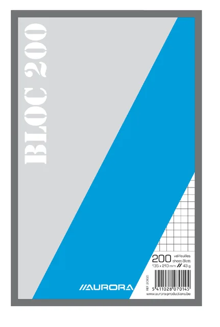 Kladblok Aurora 135x210mm ruit 5X5mm 200 vel 45gr de Aurora – photo produit