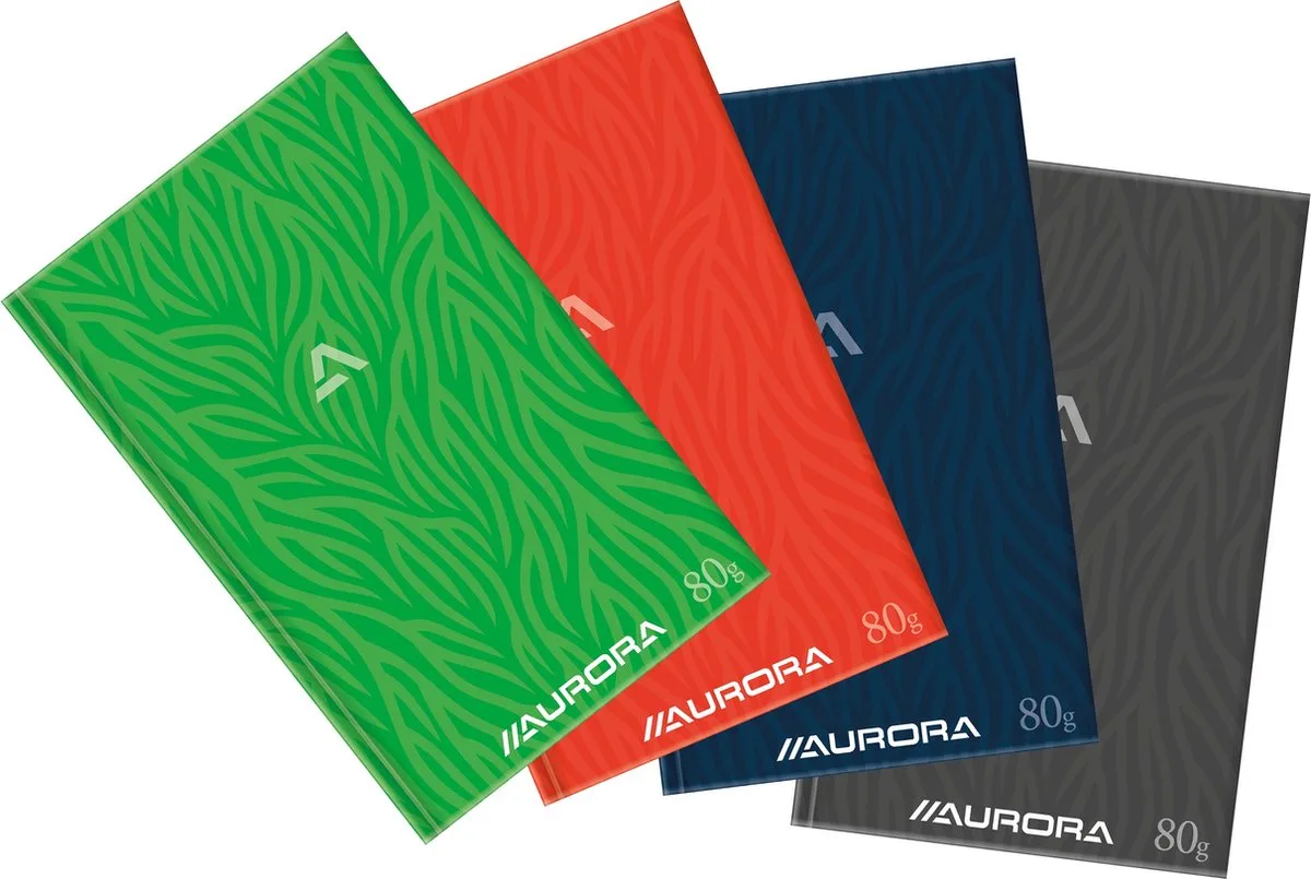 Luxe en Klassiek Schrift A4plus, hard-cover, genaaid, gelinieerd, pak van 6 från Aurora i Blå – produktbild