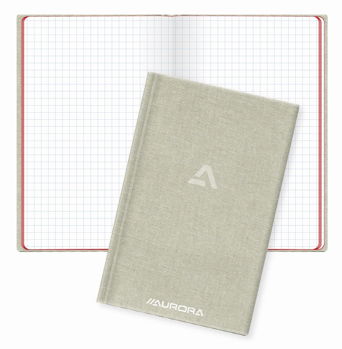 MAXI PACK - 20 x Grijs linnen Notebook: Formaat A6+ - Geruit (5x5mm) - 192 Bladzijden - 60gr PEFC papier. by Aurora in Grijs linnen cover – product photo