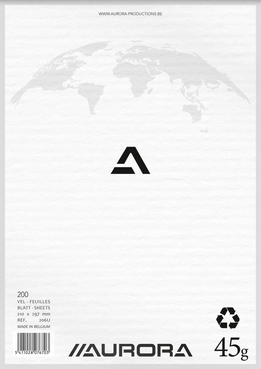 MAXI PACK - 5 x ECO kladblok: Formaat A4 - Blanco vellen - 200 Bladzijden - 45gr gerecycleerd papier. de Aurora en 200 – photo produit