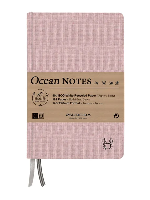 Notitieboek Aurora Ocean A5 192blz lijn 80gr linnenstructuur kaft rood van Aurora – productfoto