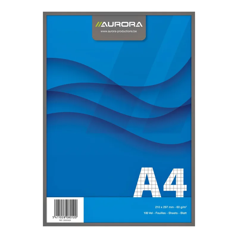 Schrijfblok aurora a4 ruit 5x5mm 100vel 60gr bl | 10 stuks by Aurora – product photo