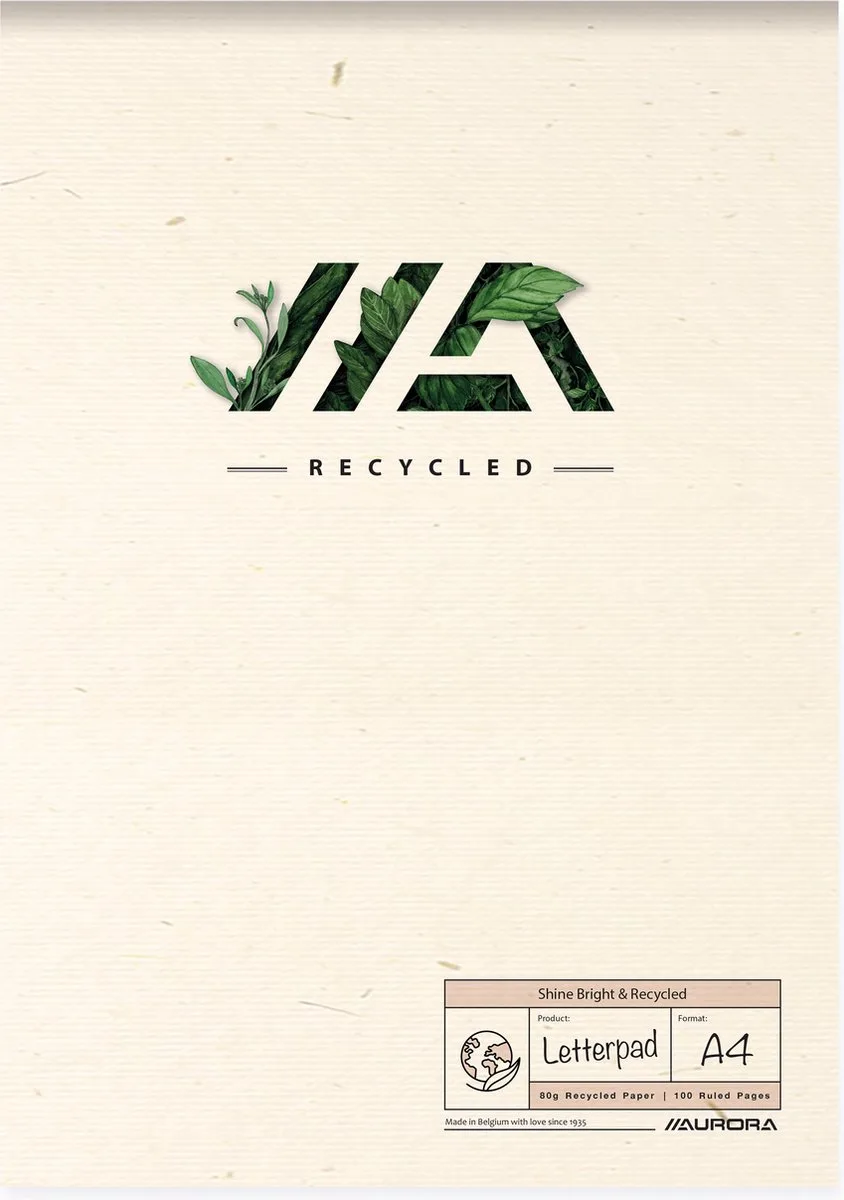 Shine Bright & Recycled schrijfblok, A4, gelijnd, 10 stuks från Aurora i Vit – produktbild