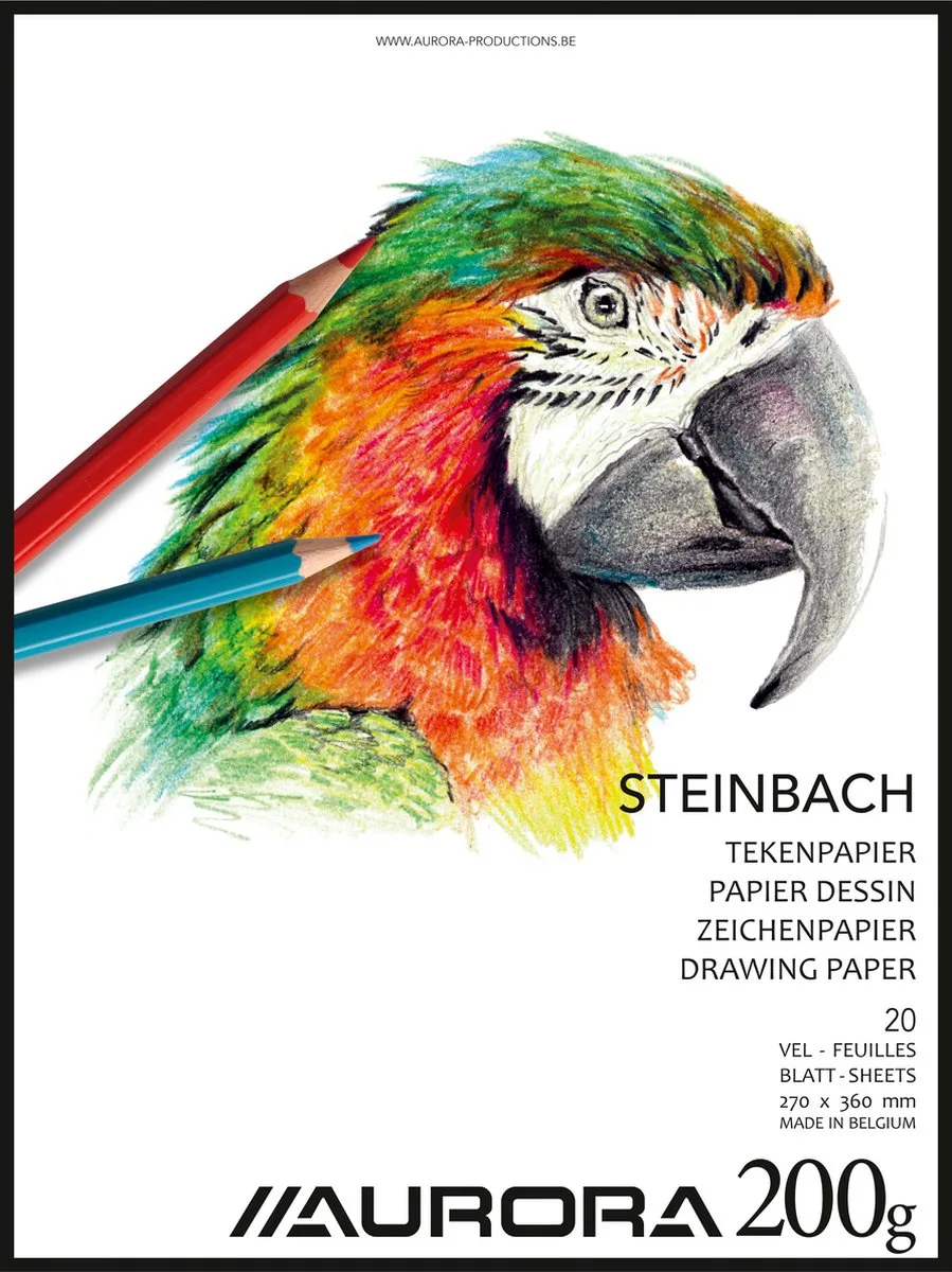 Tekenblok Aurora 27x36cm 20 vel 200 gram Steinbach papier | 5 stuks fra Aurora i Gemengd – produktbillede