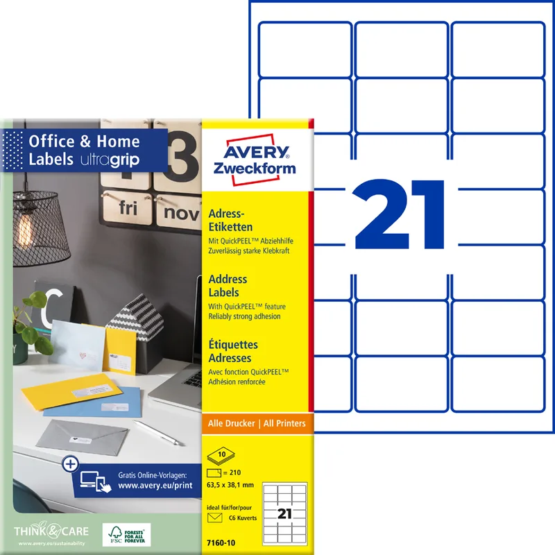 Adress-Etiketten Home Office, 63,5 x 38,1 mm de Avery – photo produit