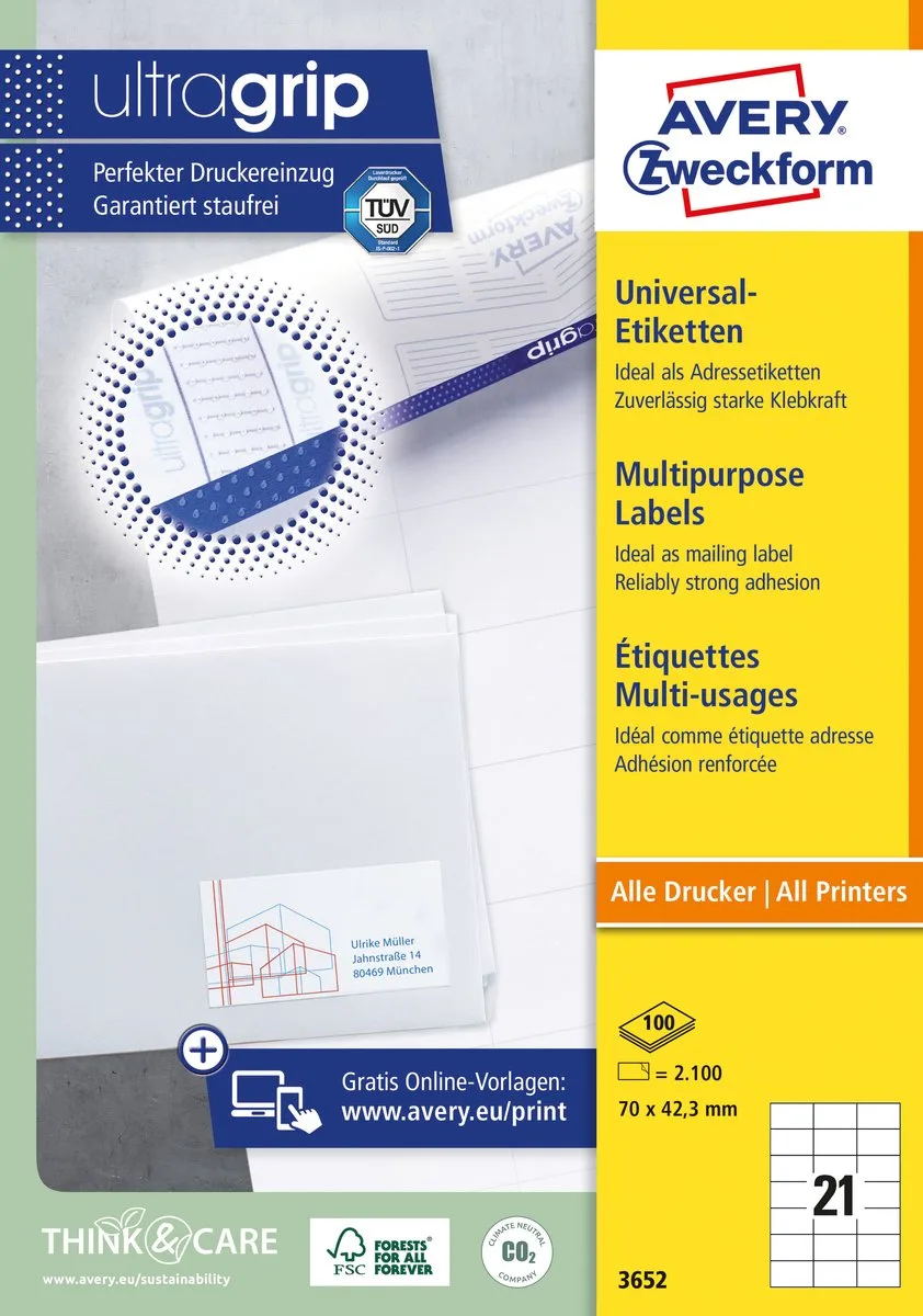 Avery-3652-ILC Etiketten van Avery in Wit – productfoto