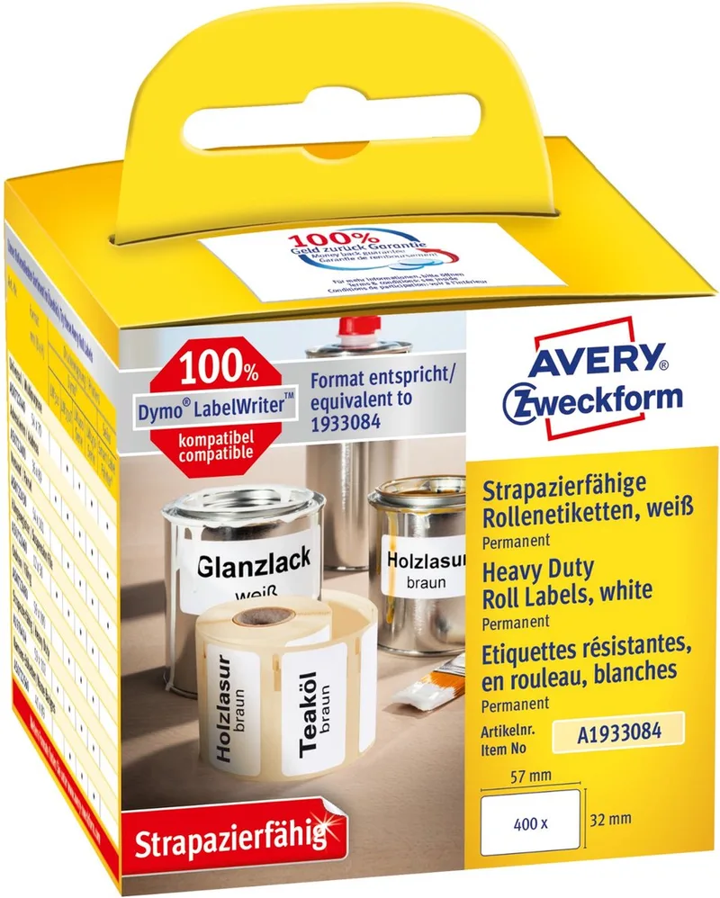 Avery-A1933084-Etiketten op rol från Avery i Vit – produktbild