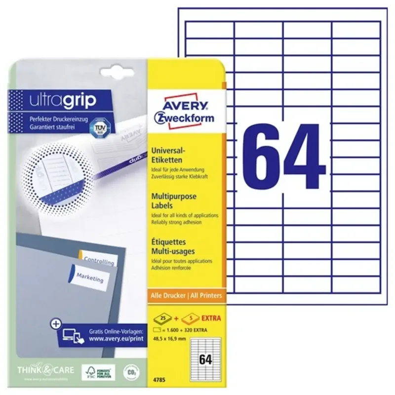 Avery-Zweckform 4785 Universal-Etiketten 48.5 x 16.9 mm Papier Weiß 1 St. Permanent haftend Laserdrucker von Avery – Produktfoto