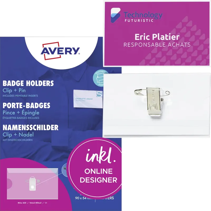 Avery-Zweckform 4820 Namensschild (B x H) 90 mm x 54 mm 50 St. de Avery – photo produit