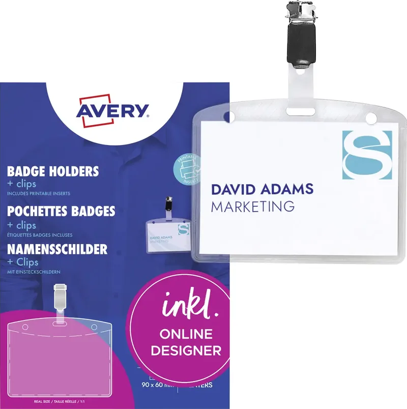Avery-Zweckform 4822 Namensschild (B x H) 90 mm x 60 mm 25 St. by Avery – product photo