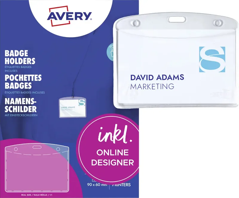 Avery-Zweckform 4823 Namensschild (B x H) 90 mm x 60 mm 20 St. de Avery – photo produit