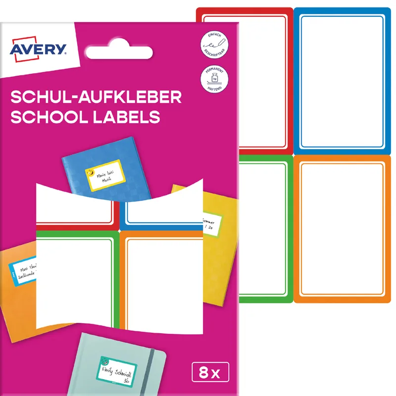 Buchetiketten, Papier, 44 x 64 mm, farbige Rahmen från Avery – produktbild