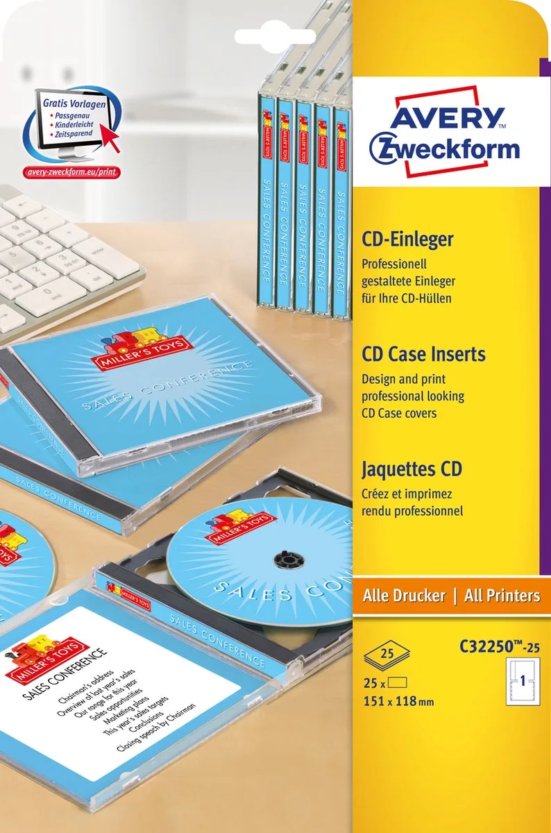 C32250-25 CD printeretiket von Avery in Weiß – Produktfoto