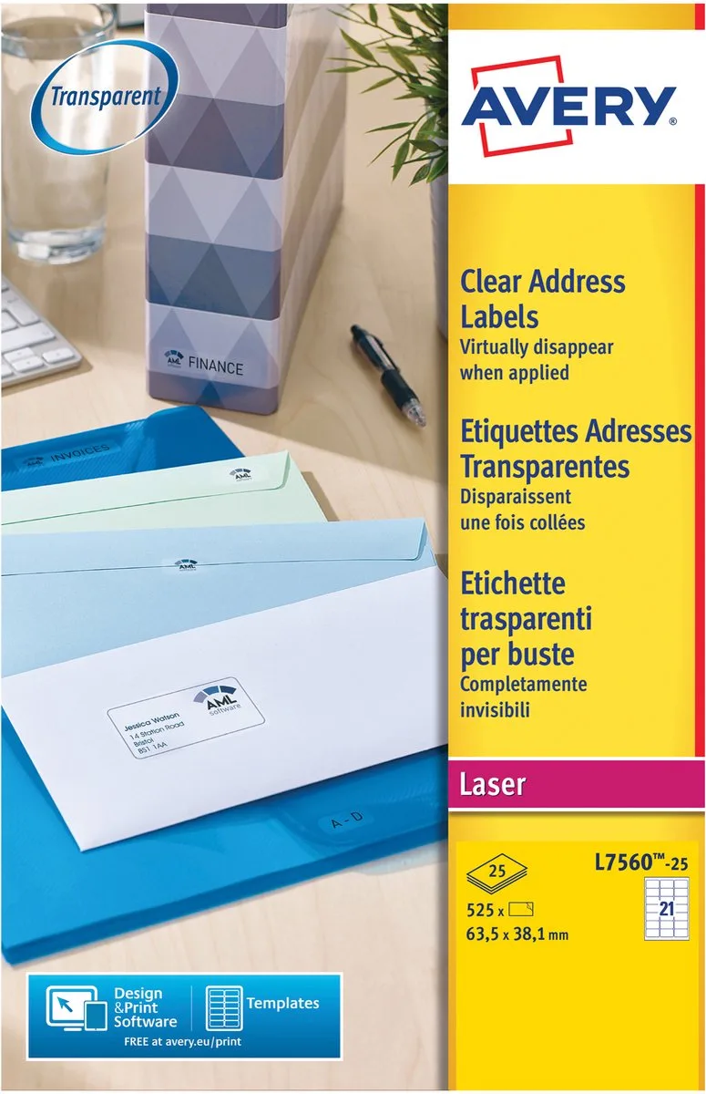 Clear Address Label - Laser - L7563 de Avery en Transparent – photo produit