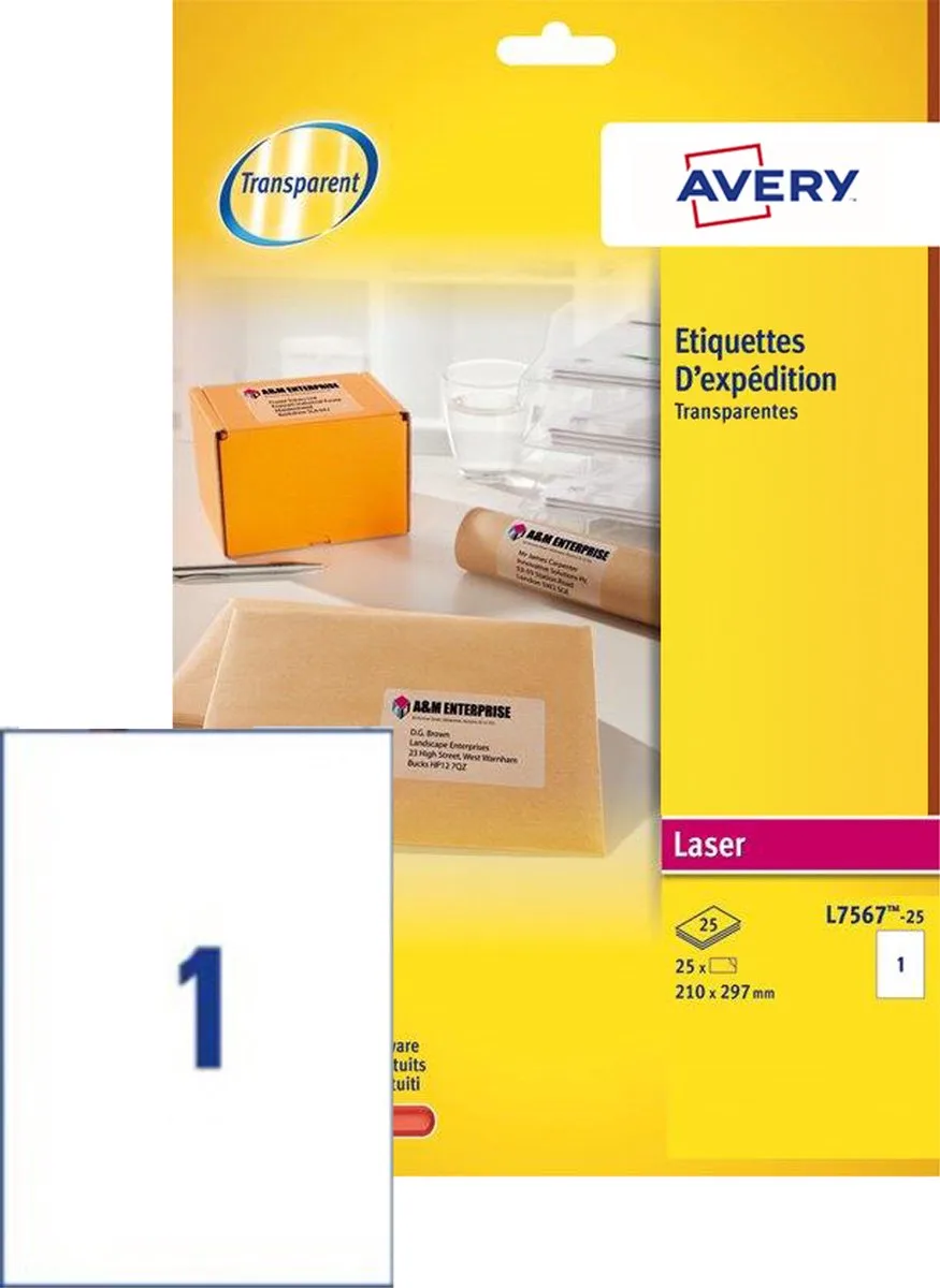 Clear Address Label - Laser - L7565 de Avery en Transparent – photo produit