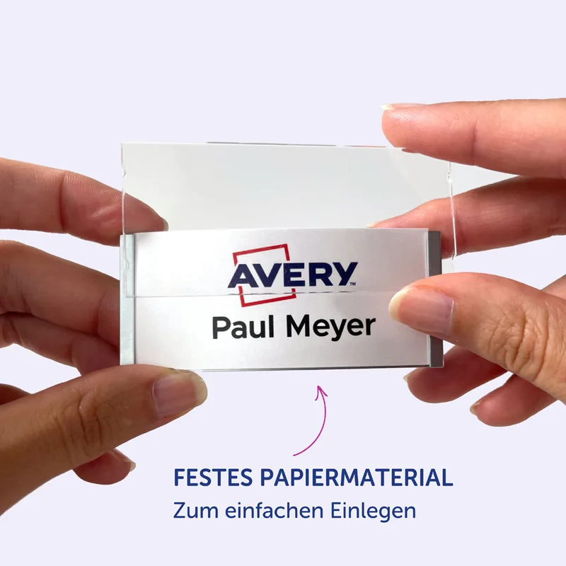 Einsteck-Namensschild, 190 g/qm, 64 x 22 mm, weiß van Avery – productfoto