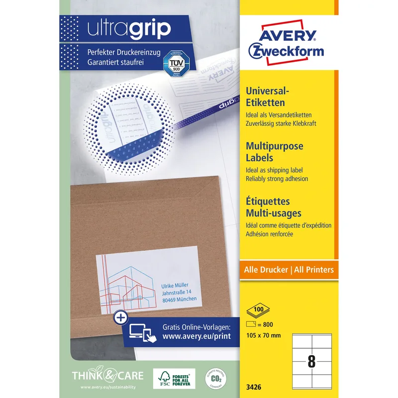 Etiket avery 3426 105x70mm wit 800st | 5 stuks van Avery – productfoto