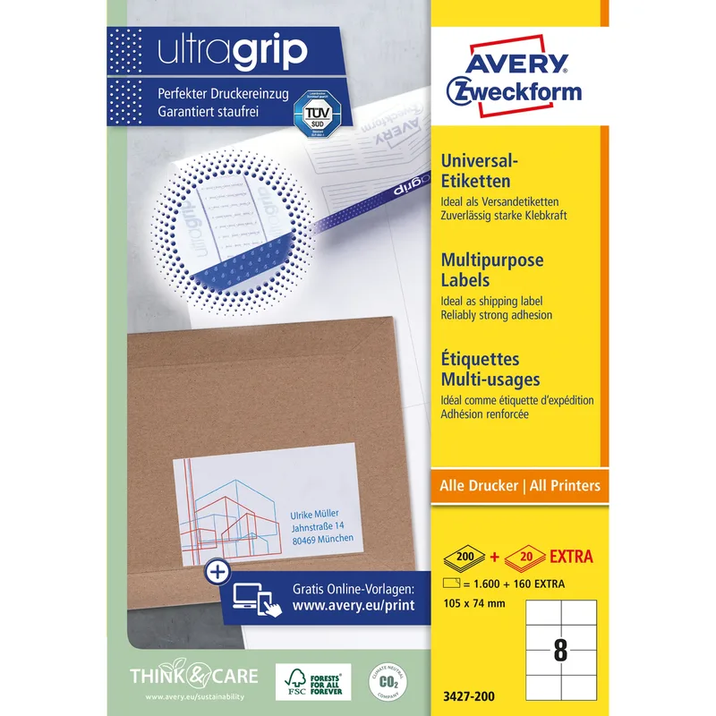 Etiket avery 3427 105x74mm wit 1600st | 5 stuks de Avery – photo produit