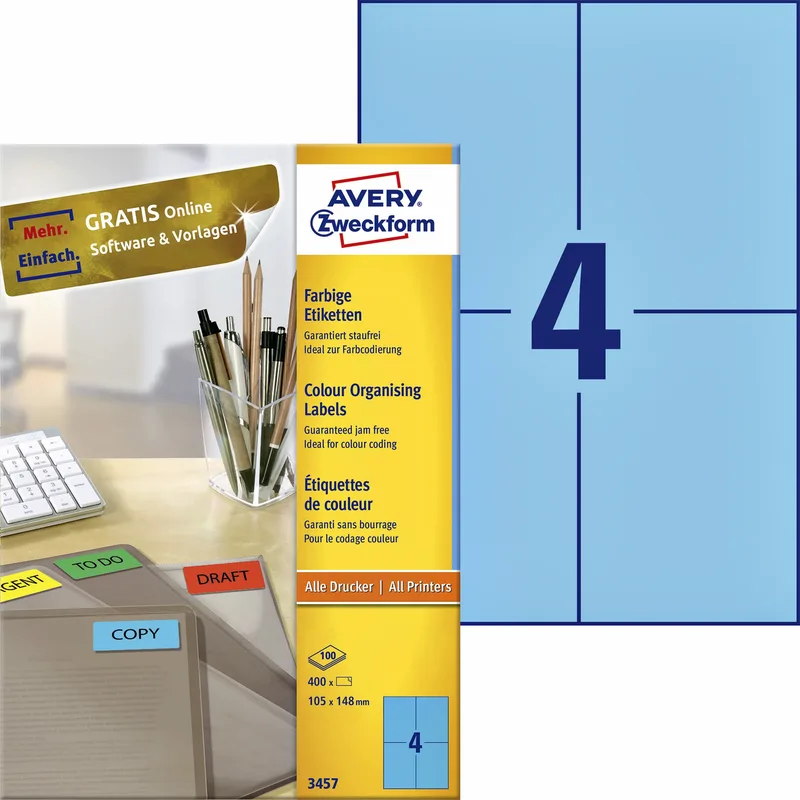 Etiket avery 3457 105x148mm a6 blauw 400st | 5 stuks by Avery – product photo