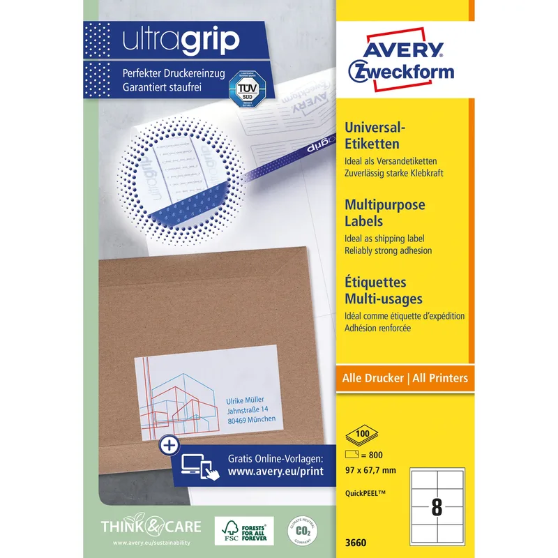 Etiket avery 3660 97x67.7mm wit 800st | 5 stuks de Avery – photo produit