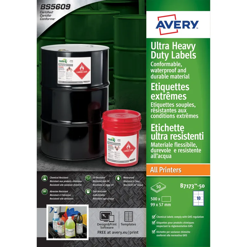 Etiket avery b7173-50 99x57mm polyester wit 500st | 5 stuks van Avery – productfoto