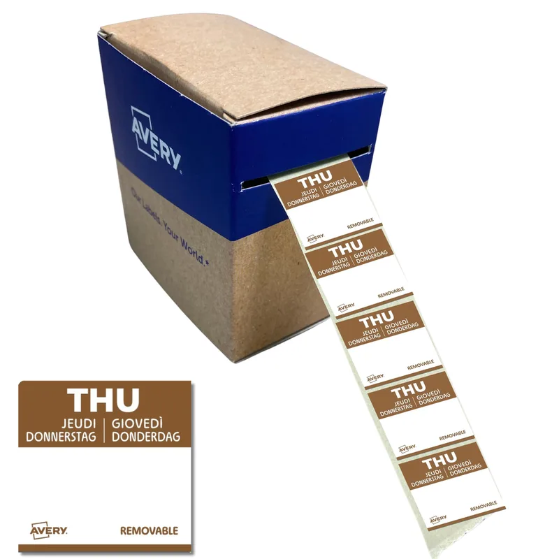 Etiket avery haccp donderdag-bruin 25x25mm 1000st | 6 stuks by Avery – product photo