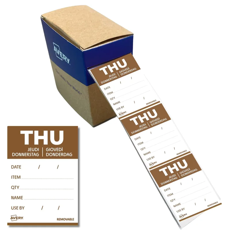 Etiket avery haccp donderdag-bruin 40x56mm 500st | 6 stuks de Avery – photo produit