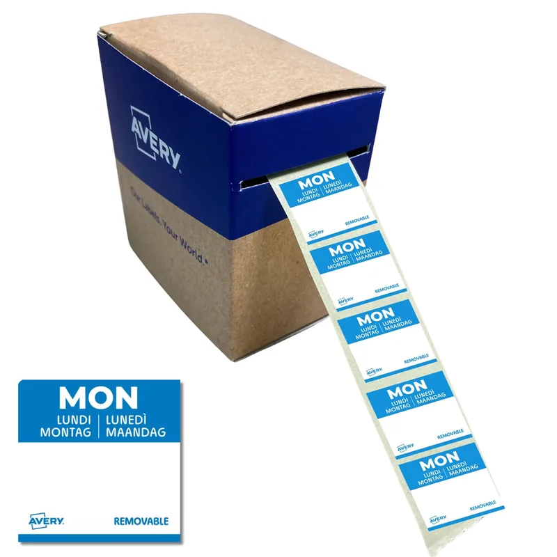 Etiket avery haccp maandag-blauw 25x25mm 1000st | 6 stuks by Avery – product photo
