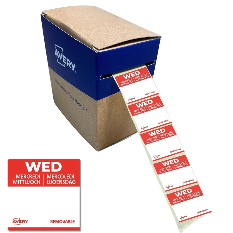 Etiket avery haccp woensdag-rood 25x25mm 1000st | 6 stuks de Avery – photo produit