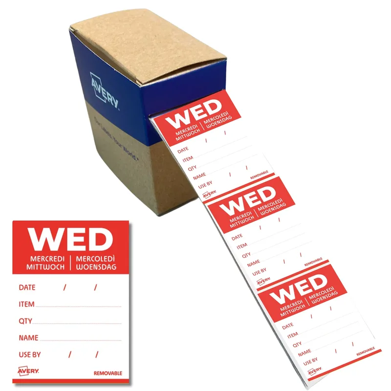 Etiket avery haccp woensdag-rood 40x56mm 500st | 6 stuks by Avery – product photo
