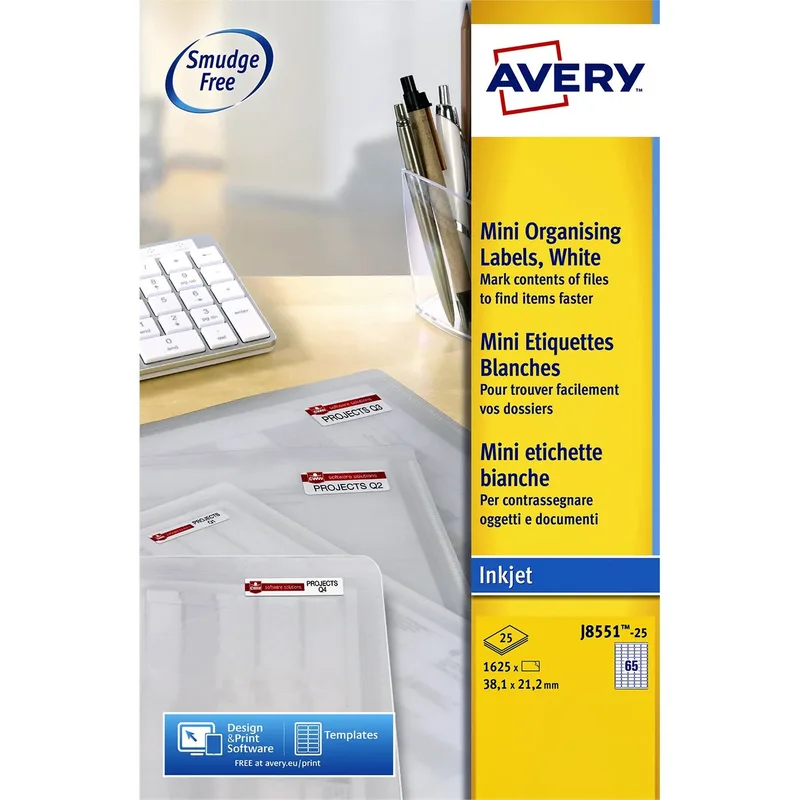 Etiket avery j8551-25 38.1x21.2mm tr 1625st | 5 stuks by Avery – product photo
