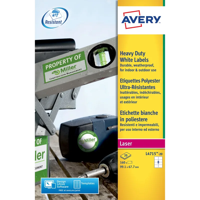 Etiket avery l4715-20 99.1x67.7mm wit 160st | 5 stuks van Avery – productfoto
