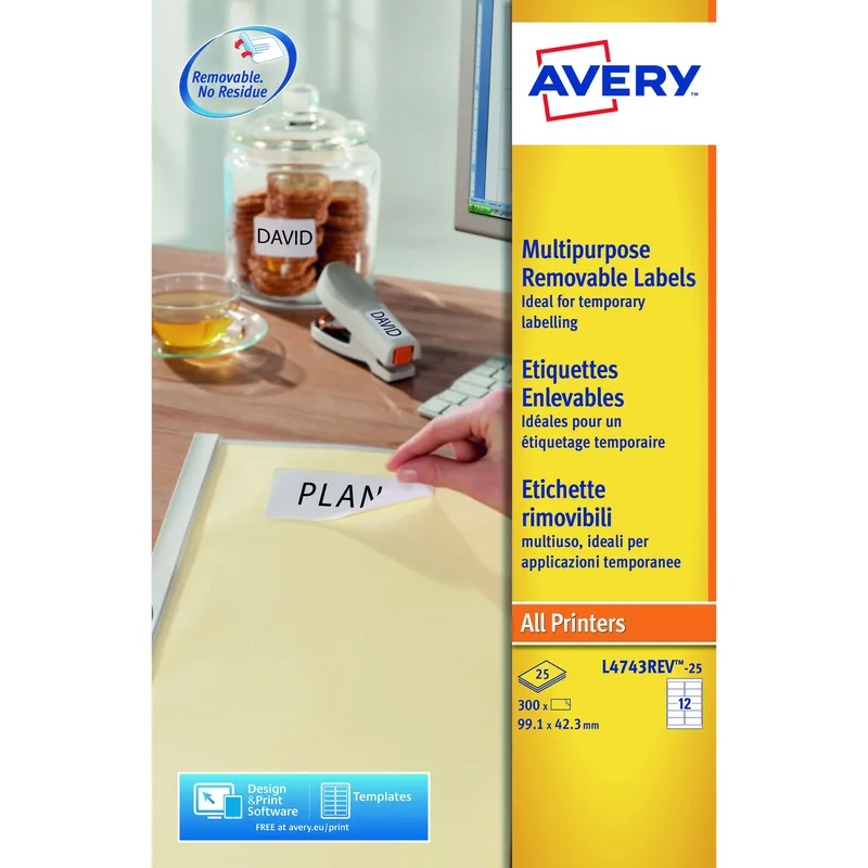 Etiket avery l4743rev-25 99.1x42.3mm wit 300st | 5 stuks by Avery – product photo
