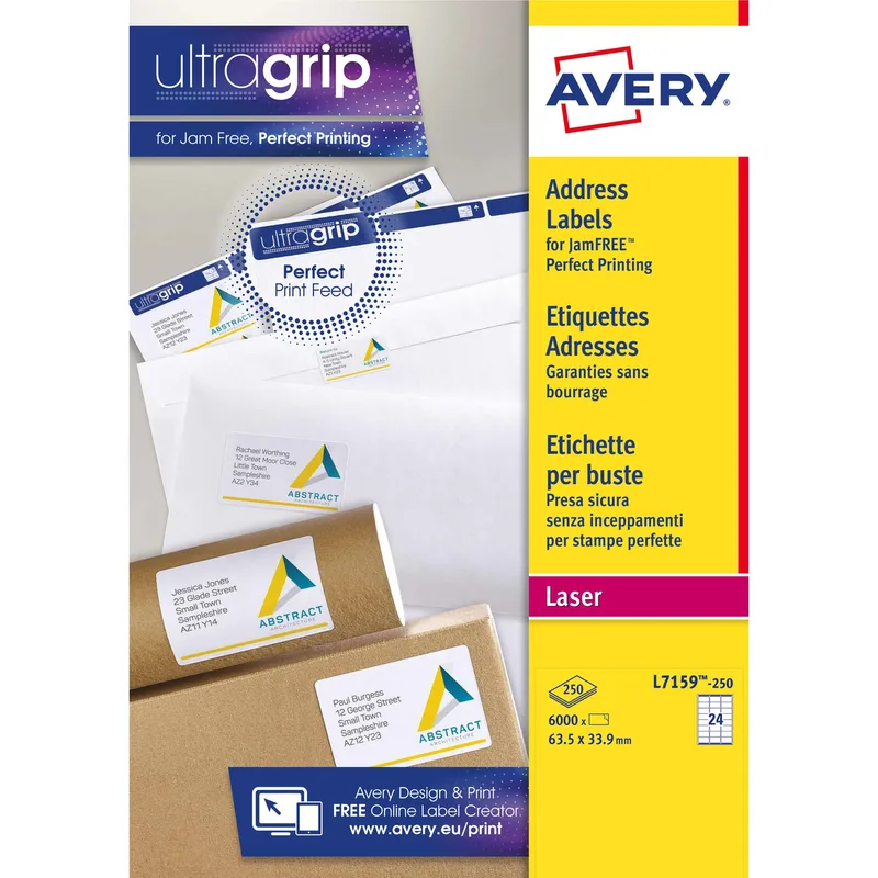 Etiket avery l7159-250 63.5x33.9mm wit 6000st van Avery – productfoto