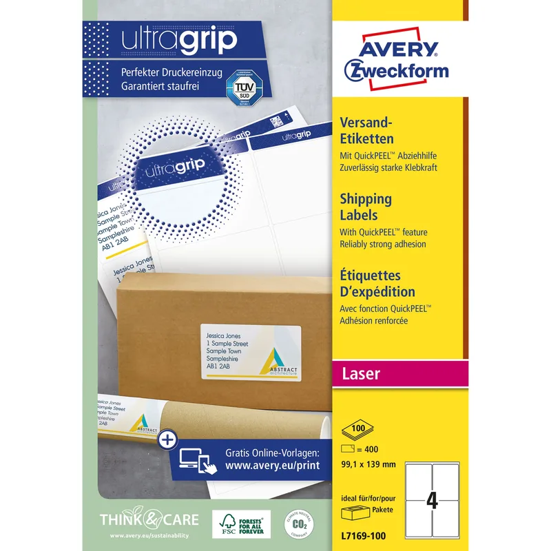 Etiket avery l7169-100 99.1x139mm 400st by Avery – product photo